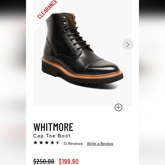 Florsheim Men Sz 11D Black Lace Whitmore Cap Toe Leather Combat Boots $250 MSRP